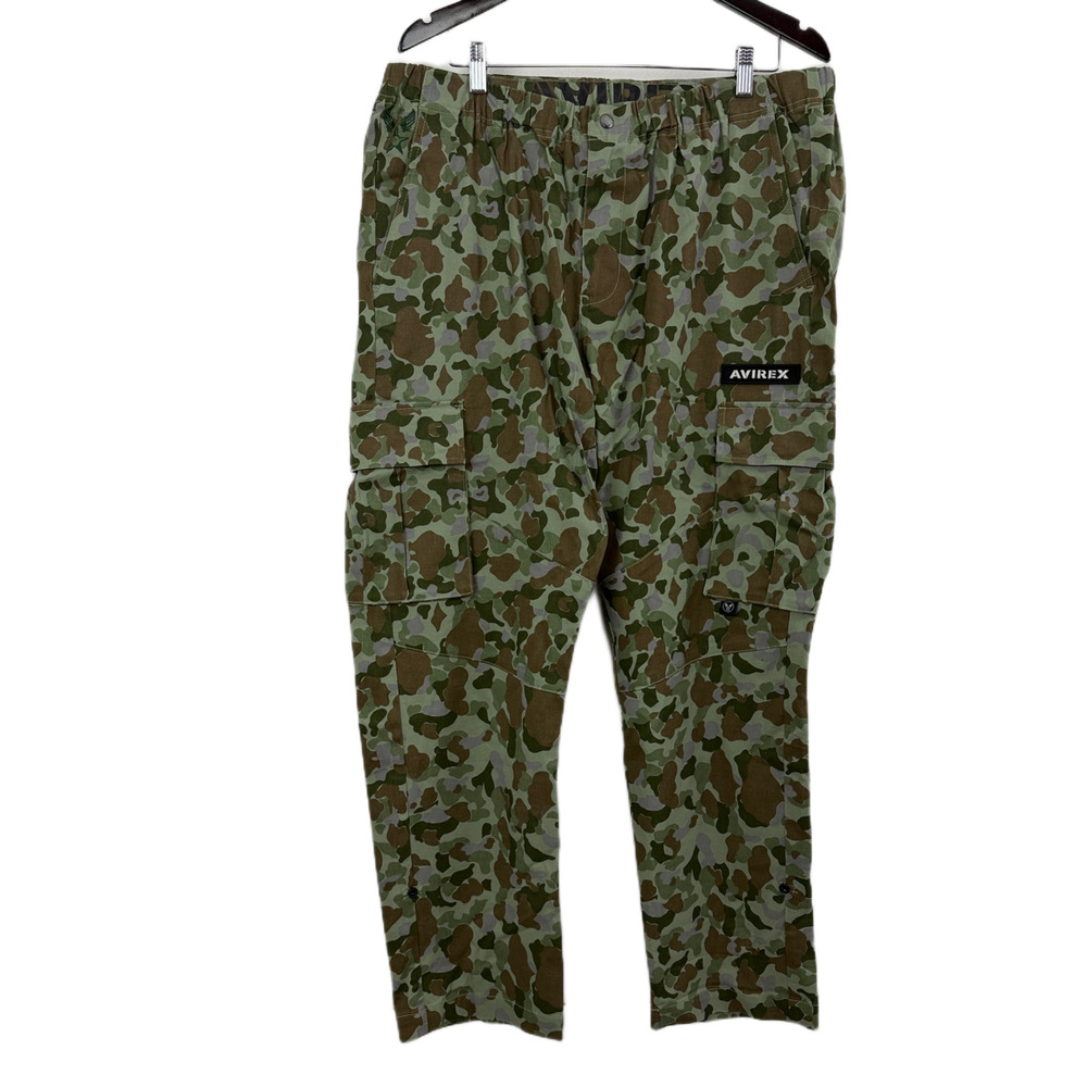 AVIREX Camo Cargo Pants Mens Size 38 Green Frog Skin Duck Hunter Army 29" NWOT